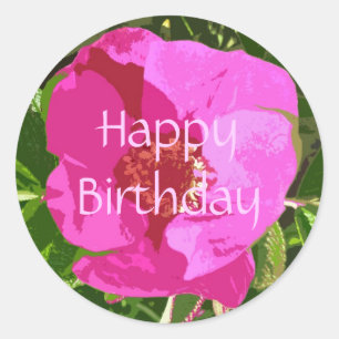 Adesivo Redondo Pink Beach Rosa Happy Birday Daughn Sticker