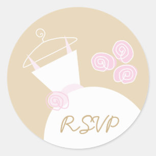 Adesivo Redondo Pink Beige 'RSVP' de Casamento