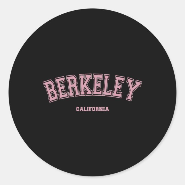 Adesivo Redondo Pink Berkeley California Ca Varsity Style On Berke (Frente)