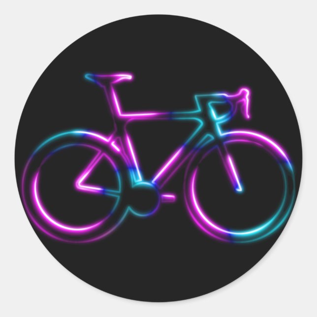Adesivo Redondo Pink Blue Neon Glow Road Bicycle Sticker (Frente)