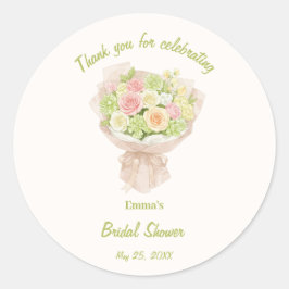 Adesivo Redondo pink bouquet Bridal Shower