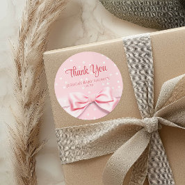 Adesivo Redondo Pink Bow Baby Girl with Polka Dot