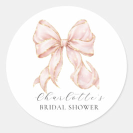Adesivo Redondo Pink Bow Bridal Shower