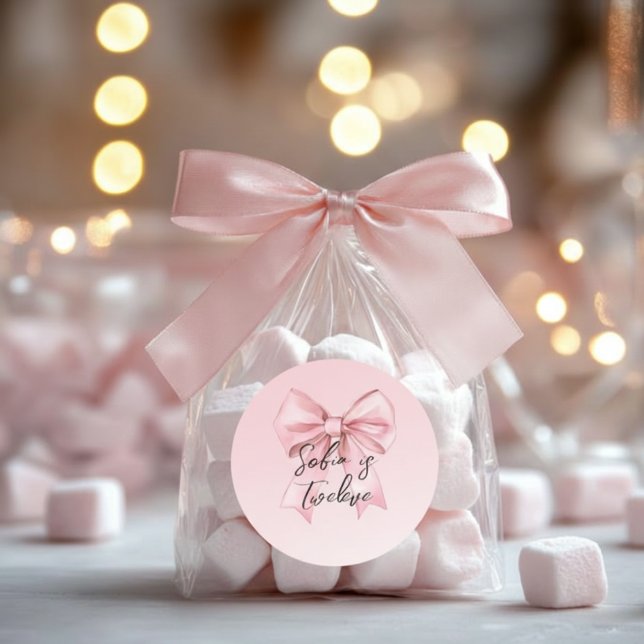 Adesivo Redondo Pink Bow Twelve Birthday  (Criador carregado)