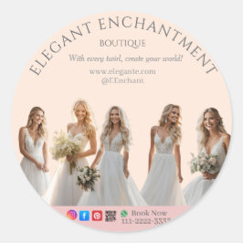 Adesivo Redondo Pink Bridal Bliss Celebrate Love Happiness Wedding