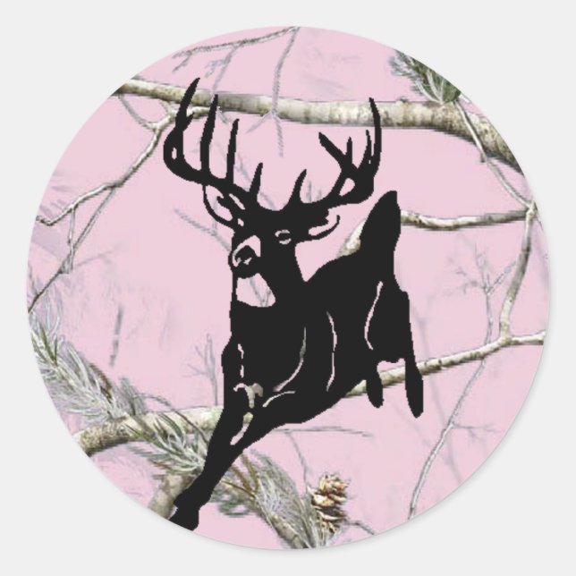 Adesivo Redondo Pink Camo Running Buck (Frente)