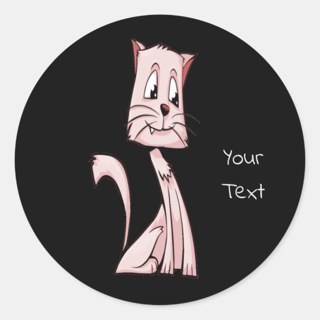 Adesivo Redondo Pink Cat Classic Round Sticker (Frente)