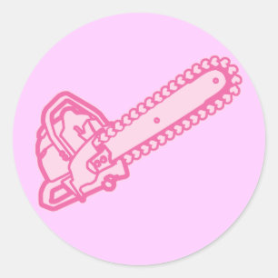 Adesivo Redondo Pink Chainsaw of Love