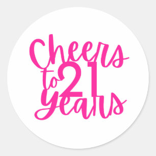 Adesivo Redondo Pink Cheers to 21 Anos Sticker