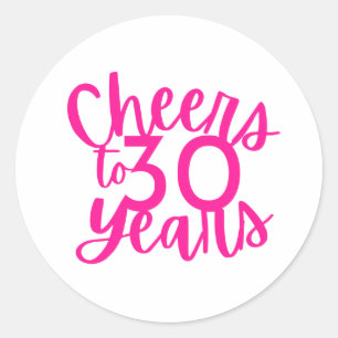 Adesivo Redondo Pink Cheers to 30 Anos Sticker