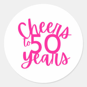 Adesivo Redondo Pink Cheers to 50 Anos Sticker