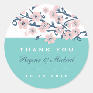 Adesivo Redondo Pink Cherry Blossom Flower Flower Wedor Sticker