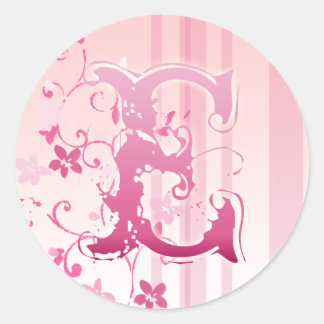 Adesivo Redondo Pink Chersom Blossom Monograma E Sticker
