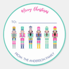 ADESIVO REDONDO PINK CHRISTMAS NUTCRACKER GIFT STICKER