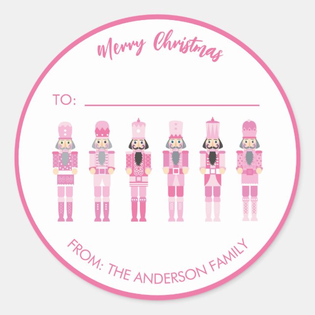 ADESIVO REDONDO PINK CHRISTMAS NUTCRACKER GIFT STICKER (Frente)