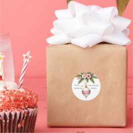 Adesivo Redondo Pink Christmas Ornament Holiday