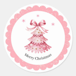 Adesivo Redondo Pink Christmas Tree Sticker Pack Merry Christmas