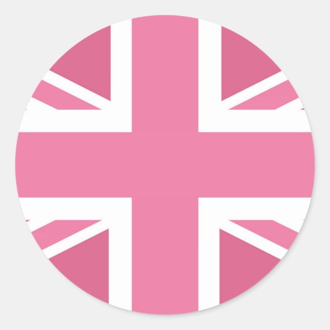 Adesivo Redondo Pink Classic Union Jack British(UK) Flag (Frente)