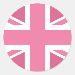 Adesivo Redondo Pink Classic Union Jack British(UK) Flag
