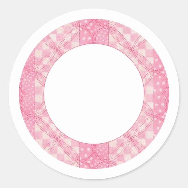 Adesivo Redondo PINK CORAÇÃO QUILT 1,5" com palhetas redondas (Frente)