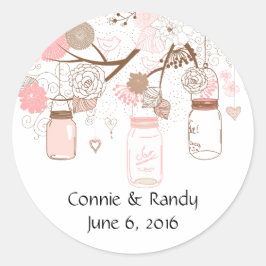 Adesivo Redondo Pink Country Mason Jar Stickers