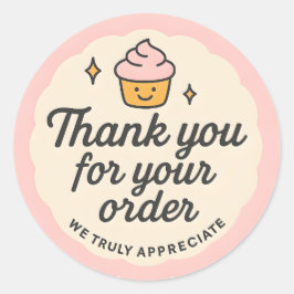 Adesivo Redondo Pink Cupcake baking Thank You Sticker 