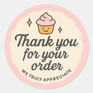 Adesivo Redondo Pink Cupcake baking Thank You Sticker