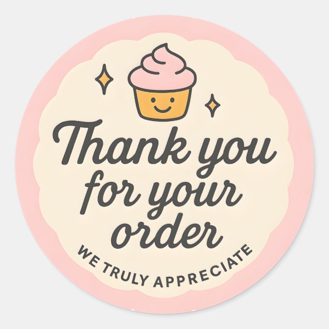 Adesivo Redondo Pink Cupcake baking Thank You Sticker  (Frente)