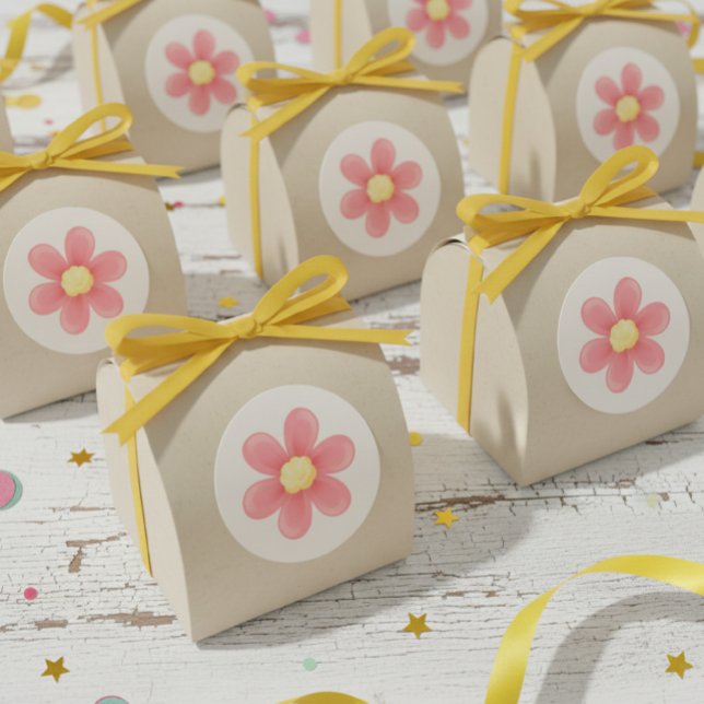 Adesivo Redondo Pink Daisy Round Sticker - Cute Floral Custom (Criador carregado)
