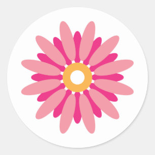 Adesivo Redondo Pink Daisy Sticker