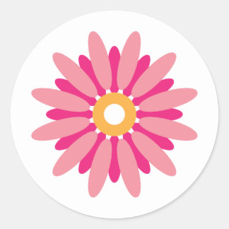 Adesivo Redondo Pink Daisy Sticker