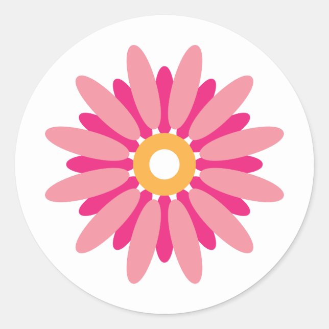 Adesivo Redondo Pink Daisy Sticker (Frente)