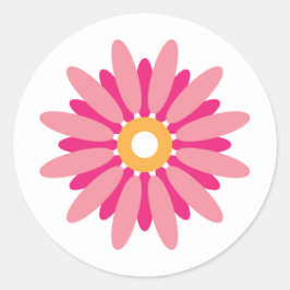 Adesivo Redondo Pink Daisy Sticker