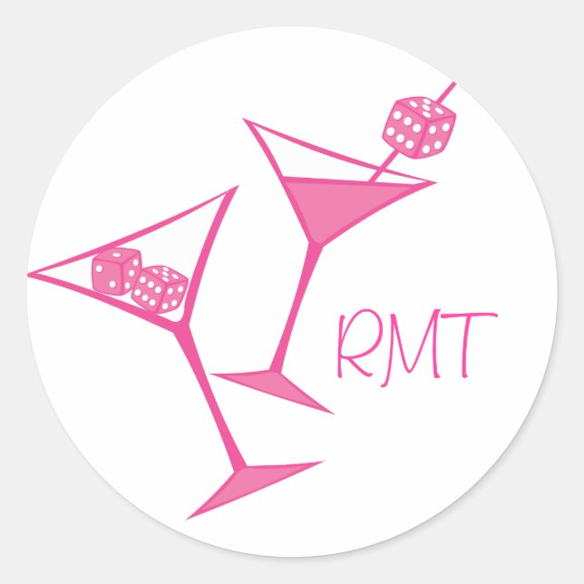 Adesivo Redondo Pink Dice Martini Stickers (Frente)