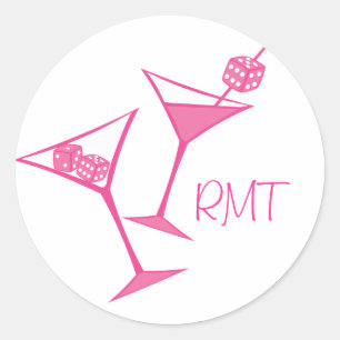 Adesivo Redondo Pink Dice Martini Stickers