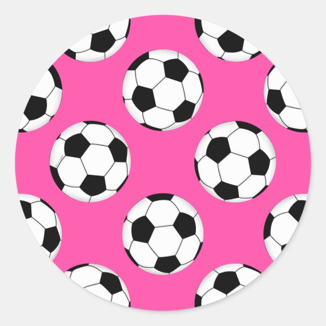 Adesivo Redondo Pink do padrão da bola de futebol (Frente)