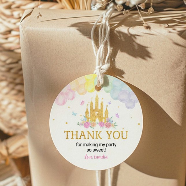 Adesivo Redondo Pink Dourado Princess Castle Labkers Aderentes Ani (Criador carregado)