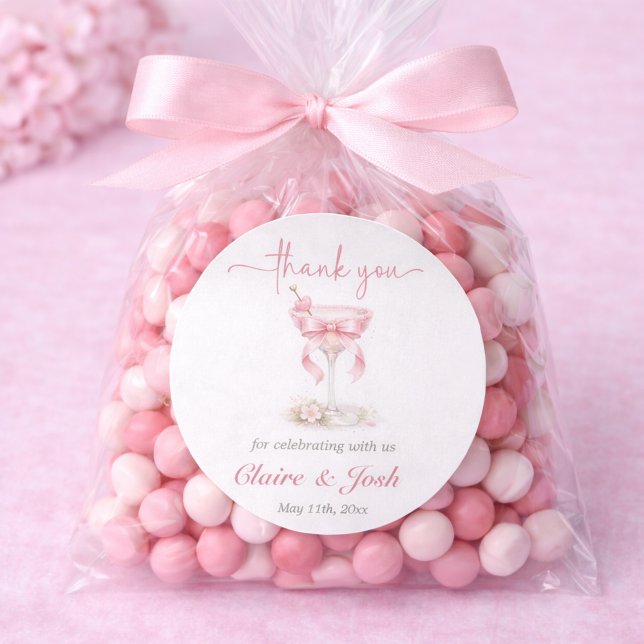 Adesivo Redondo Pink Elegant Tini One On The Way Thank You (Criador carregado)