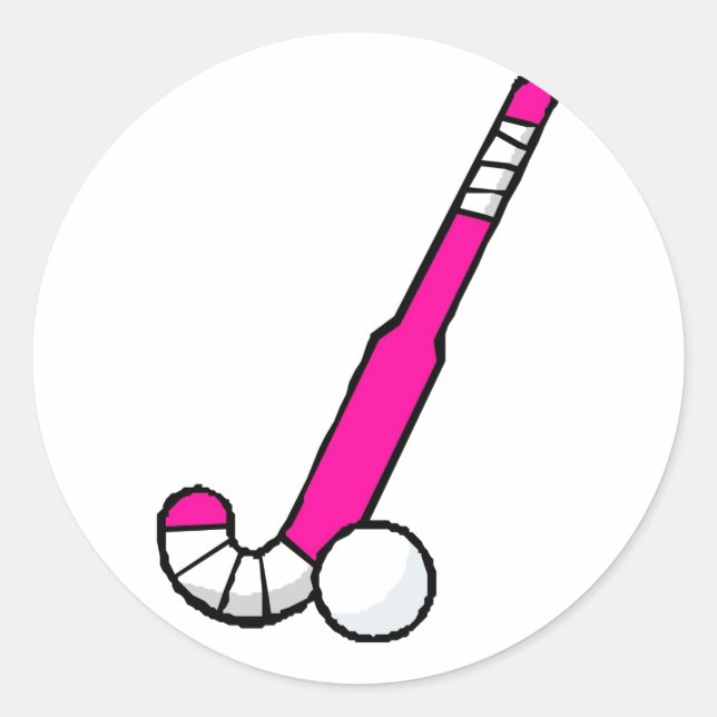 Adesivo Redondo Pink Field Hockey Stick (Frente)