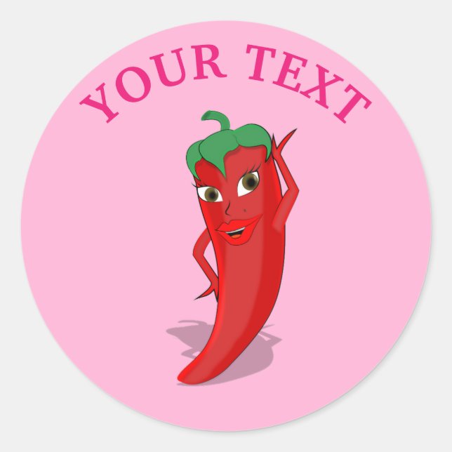 Adesivo Redondo Pink Fiesta Chá de Panelinha Com Pimenta Diva Verm (Frente)