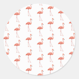 Adesivo Redondo Pink Flamingo Patterno Feminino