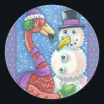 ADESIVO REDONDO PINK FLAMINGO SNOWMAN, CHRISTMAS STICKER RODANDO<br><div class="desc">ESTILO DE SNOWMAN FLAMINGO. FUN LOVING CHRISTMAS STICKERS Sheet,  Round *Customize,  Blue/Pink Borders ...  Procure Itens Correspondentes Susan Brack Design</div>
