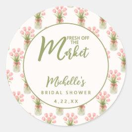 Adesivo Redondo Pink Floral Bow Fresh Off The Market