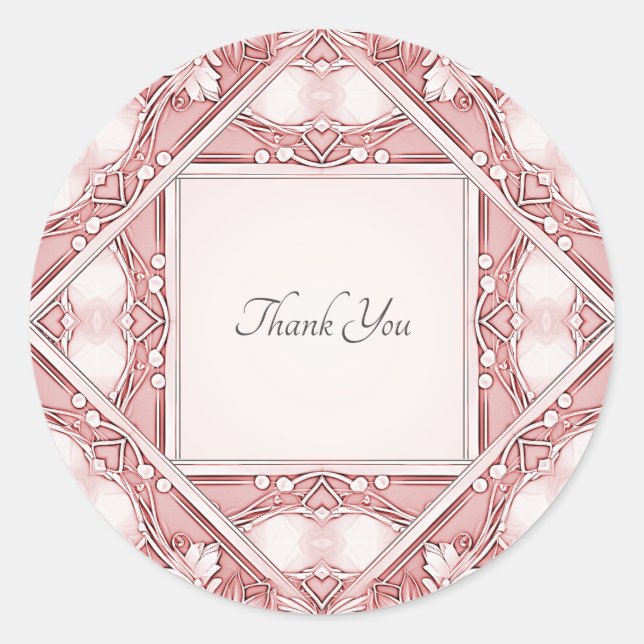 Adesivo Redondo Pink Floral Frame Envelope Seal Sticker (Frente)