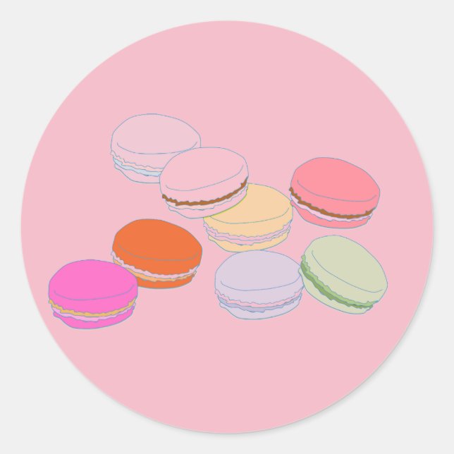 Adesivo Redondo Pink francês Macaron Sticker (Frente)