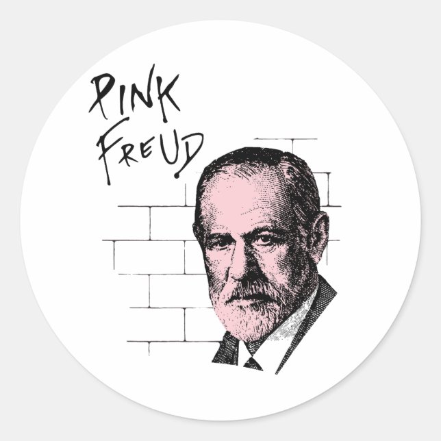 Adesivo Redondo Pink Freud Sigmund Freud (Frente)