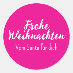 Adesivo Redondo Pink Frohe Weihnachten Feliz Natal em alemão