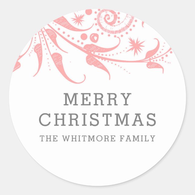 Adesivo Redondo Pink Frost Feliz Natal (Frente)