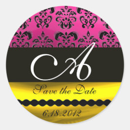 ADESIVO REDONDO PINK FUCHSIA PURPLE DOURADO NEGRO MONOGRAMA