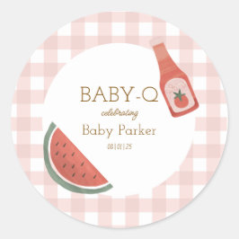 Adesivo Redondo Pink Gingham Baby-Q Sticker